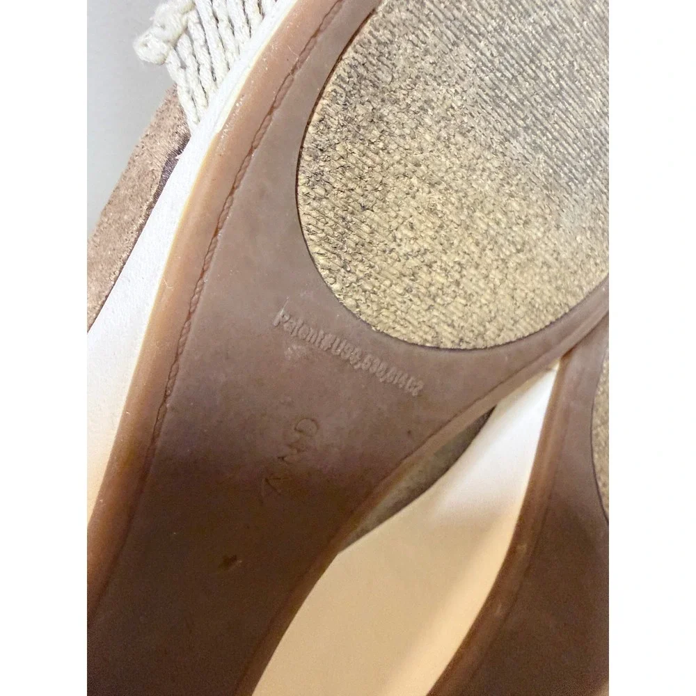 Lucky Brand Kaydyn Cream Crochet Macrame Wedge Sandals Back Zip Size 8.5